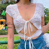 Women's Clothing Summer Short Sleeve T-Shirt Crop Top-4