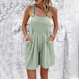 Women's Clothing Temperament Pure Color Suspender Shorts 0 LOVEMI  S Pea Green 