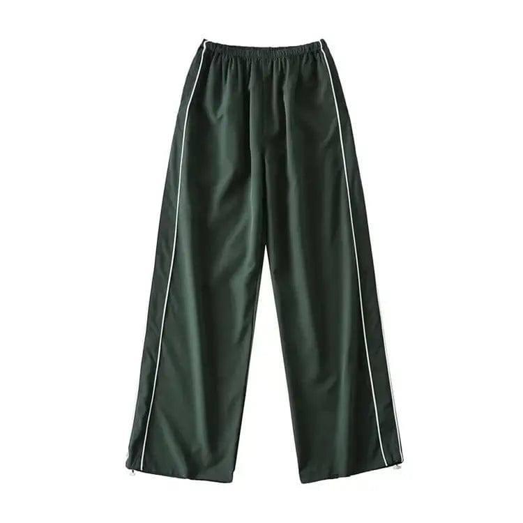 Women's Drawstring Striped Quick-drying Casual Pants-Military green-6