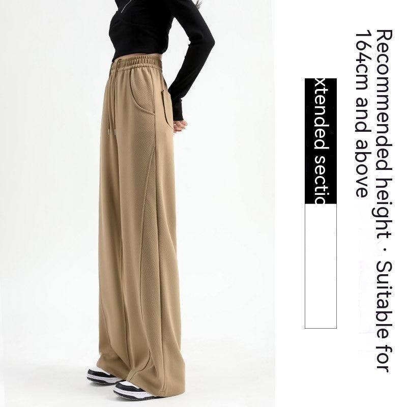 Women's Fashion Casual High Waist Drooping Loose Straight-Khaki Lengthened-10