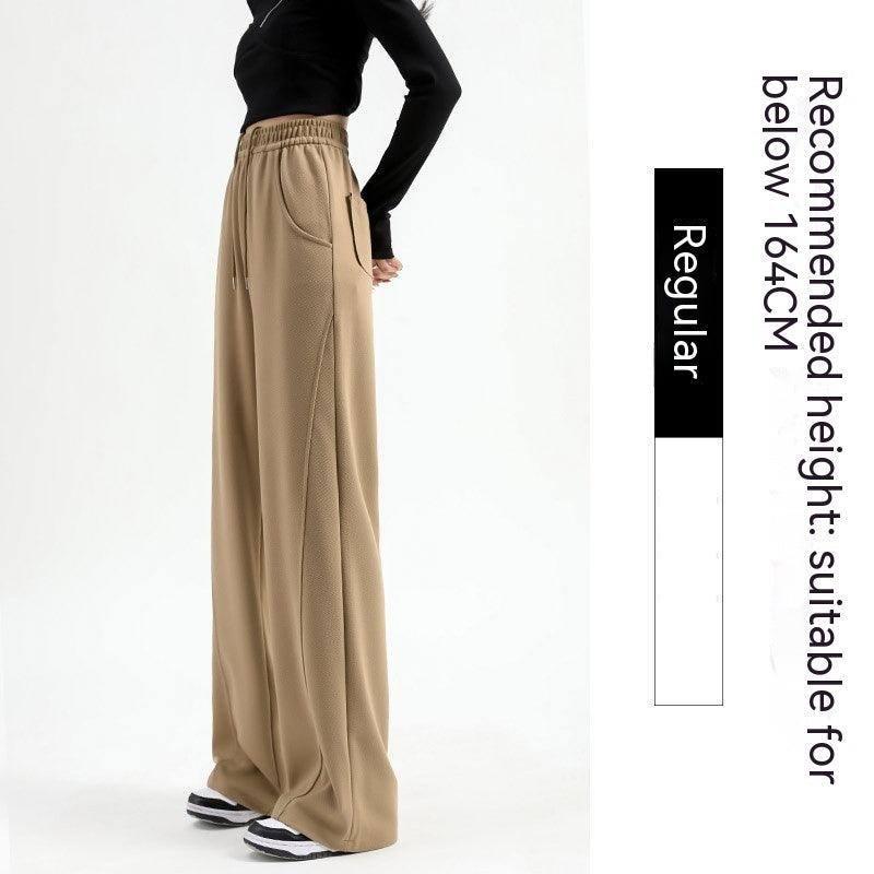 Women's Fashion Casual High Waist Drooping Loose Straight-Conventional Khaki-9