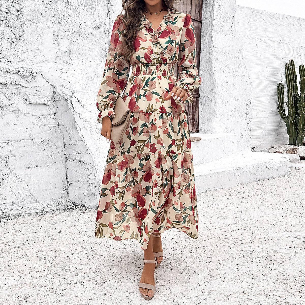 Women's Fashion Casual Holiday Floral Print Dress-2