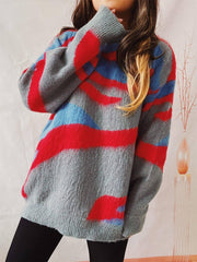 Women's Fashion Casual Irregular Striped Sweater-2