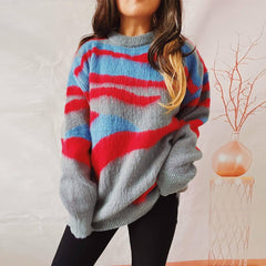 Women's Fashion Casual Irregular Striped Sweater-3