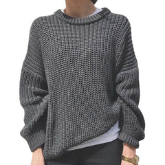 Women's Fashion Casual Simple Thick Needle Long Sleeve Round-2