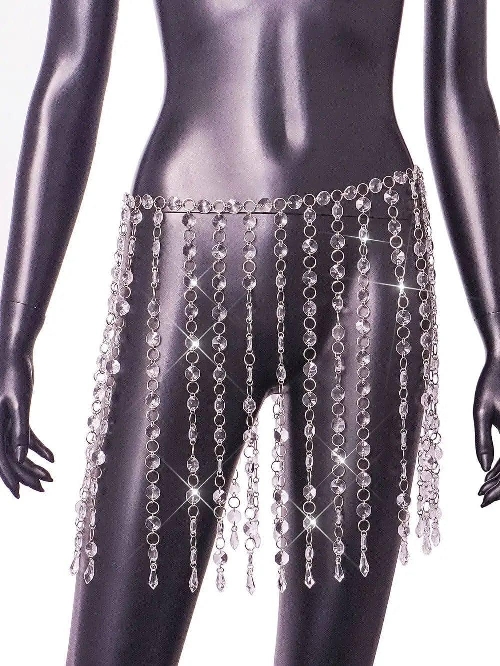 Women's Fashion Casual Tassel Jewel Skirt-Black-3