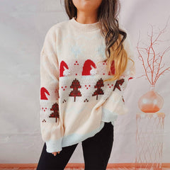 Women's Fashion Christmas Round Neck Long Sleeve Sweater-1