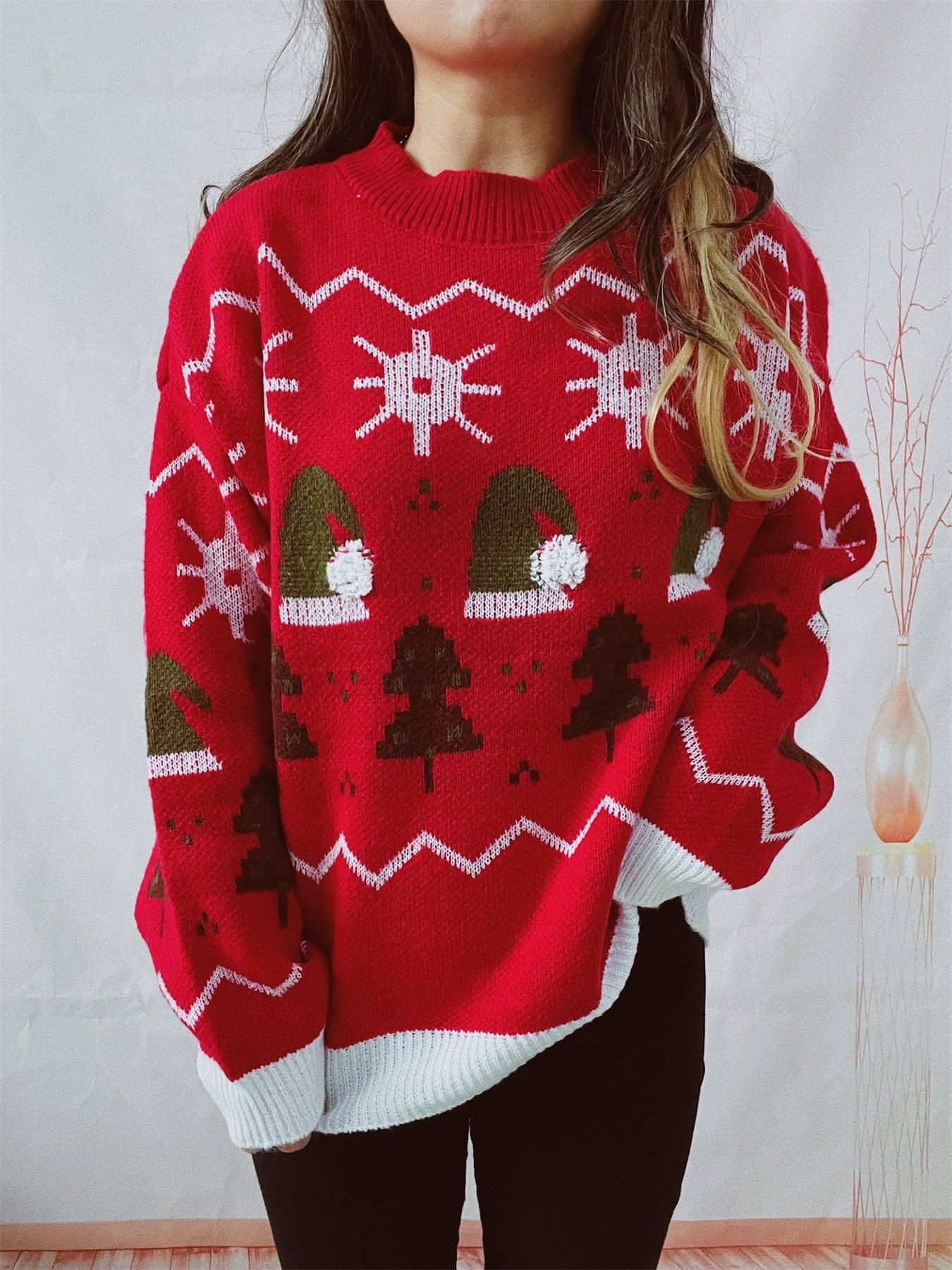 Women's Fashion Christmas Round Neck Long Sleeve Sweater-4