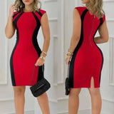Women's Fashion Collision Color Sleeveless Round Neck-Red-2