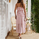 Women's Fashion Elegant Pure Color Tube-top Dress-4