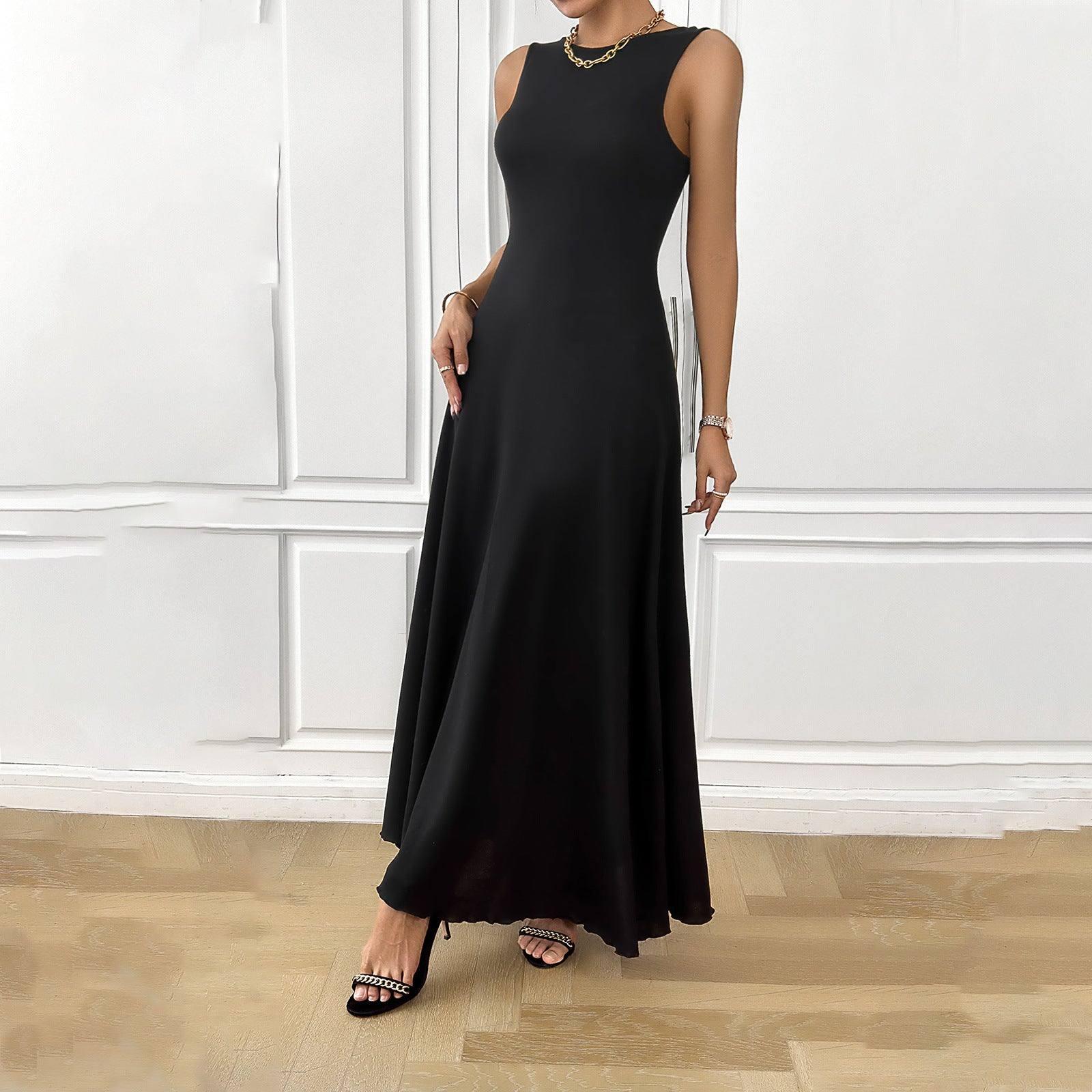 Women's Fashion Elegant Solid Color Sleeveless Dress-4