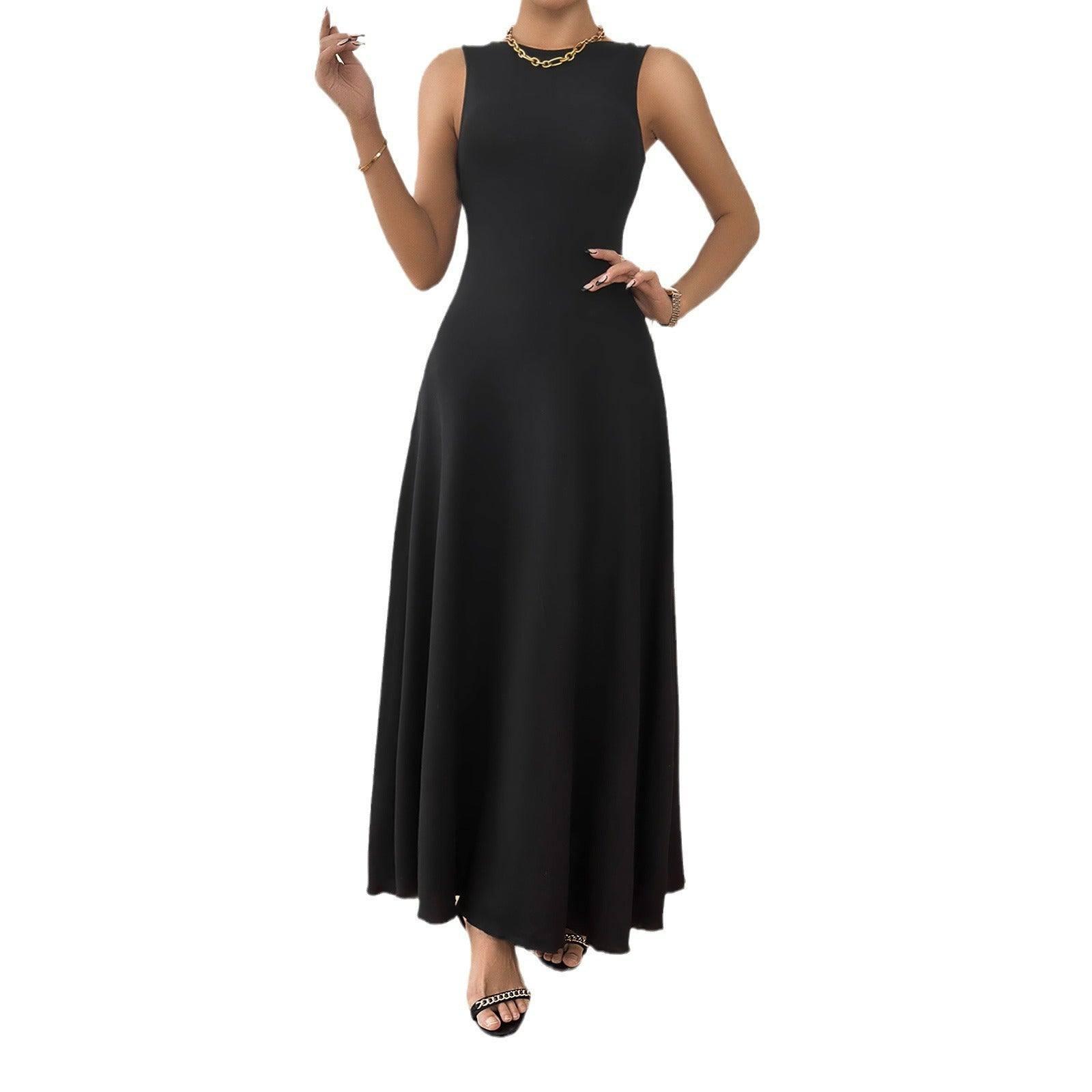 Women's Fashion Elegant Solid Color Sleeveless Dress-5