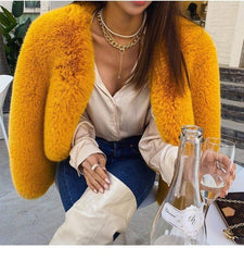 Women's Fashion Lamb Plush Coat-Ginger Yellow-3