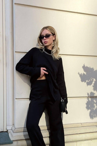 Women's Fashion Loose Turtleneck Sweater-Black-8