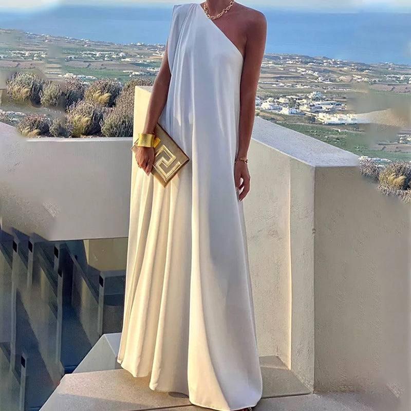 Women's Fashion Personalized Long Dress-White-8