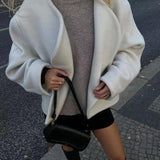 Women's Fashion Solid Color Short Cardigan Woolen Coat-7