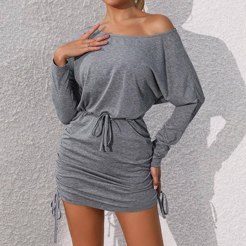 Women's Fashion Solid Color Spring Dress-Gray-1