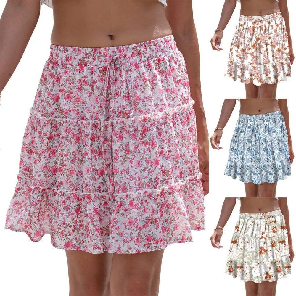 Women's Fashion Stitching Floral Skirt-7