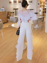 Women's Fashion Temperament Versatile Thin Ruffled Pants-4