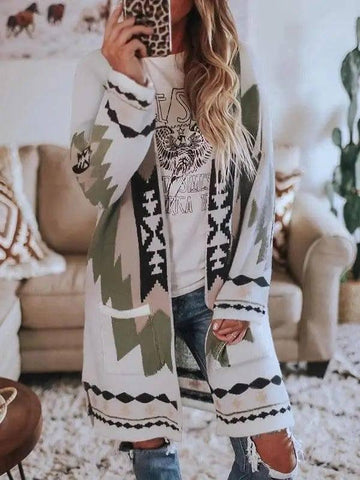 Women's Fashion Winter Vintage Tribal Knitted Cardigan-8