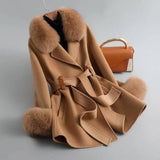 Women's Fox Fur Collar High Rui Double-sided Cashmere Coat-6