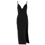 Women's Graceful And Fashionable Pleated V-neck Sling Dress-5