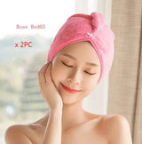 Women's Hair Dryer Cap, Absorbent Dry Hair Towel-2pcsRosered65-24