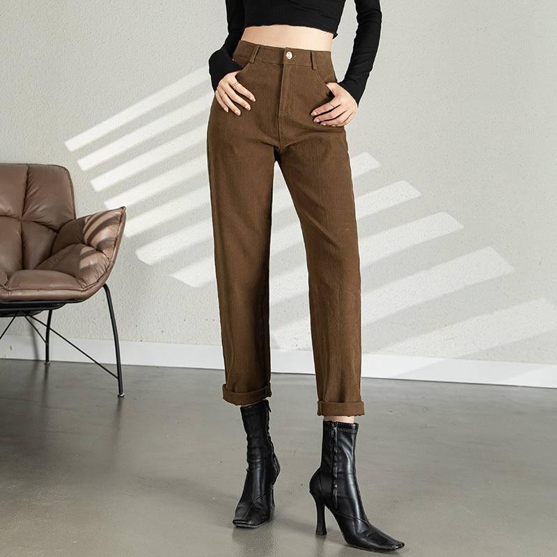 Women's High Waist Nine Minute Straight Turnip Tube Pants-1