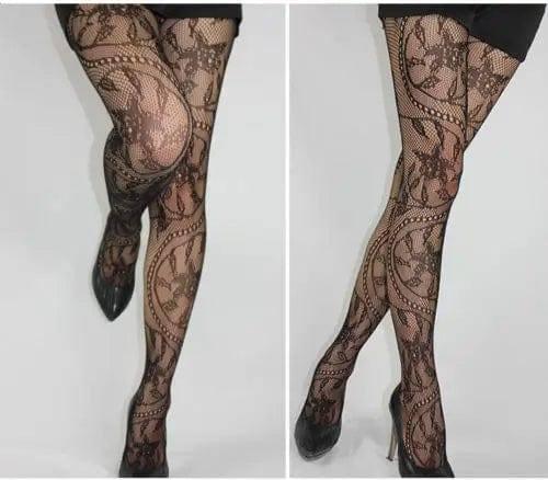 Women's jacquard stockings slim-fit pantyhose-Black-2