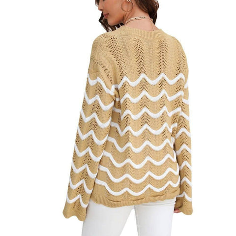 Women's Knitwear Long Sleeve Stitching Sweater-2