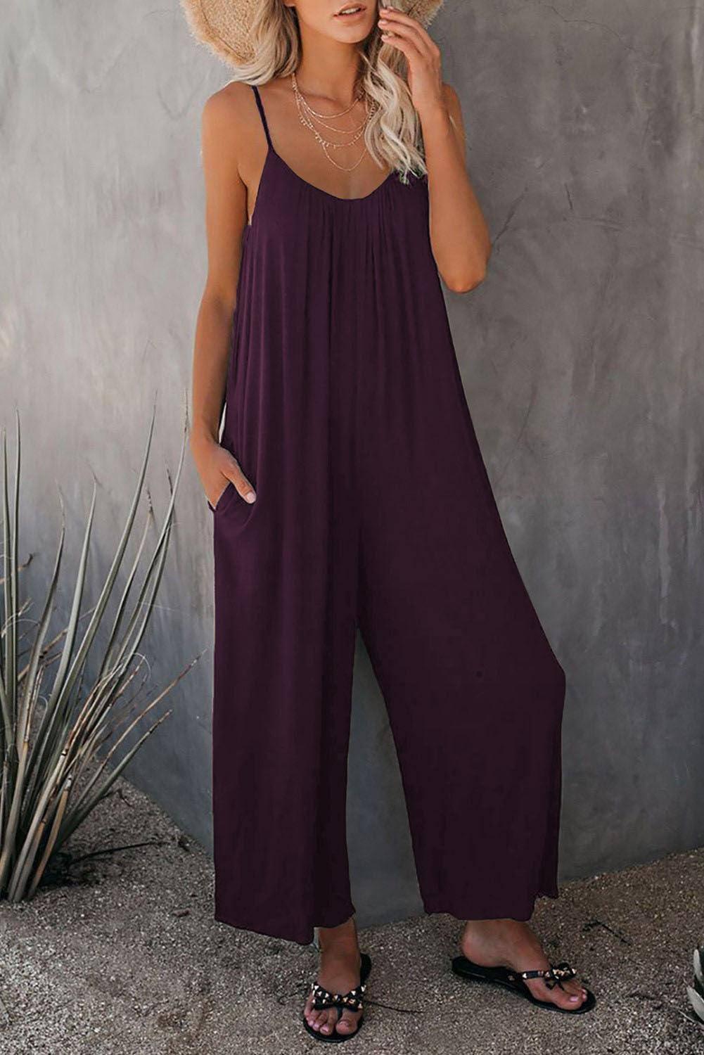 Women's Loose Sleeveless Jumpsuits Romper Jumpsuit With-Purple-6