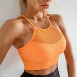 Women's Medium Support Cross Back Wirefree Removable Cups-Orange-7