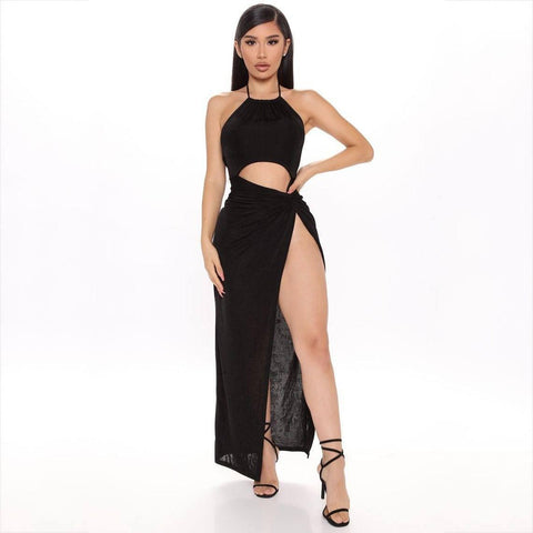 Women's Sexy Fashion Halter Neck Cutout Lace-Up Long Skirt-3