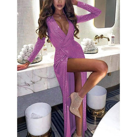 Women's Sexy Slim Evening Dress Long Sleeve Dress-6