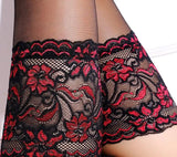 Women's sexy wide lace lace stockings over knee stockings-Black-3
