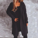 Women's Single-breasted Solid Color Long-sleeved Hooded-Blackgrey-3