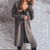 Women's Single-breasted Solid Color Long-sleeved Hooded-Grey-4