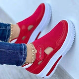 Women's Sneakers Summer Ladies Casual Low Wedge-Red-1