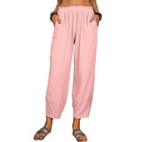 Women's Solid Color Loose Cotton And Linen Casual Pants Home-4