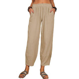 Women's Solid Color Loose Cotton And Linen Casual Pants Home-5