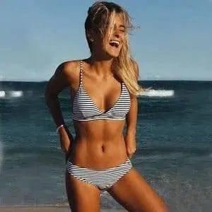 Women's split striped bikini-Stripe-1