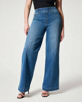 Women's Straight Jeans Mid Waist Wide Leg Pants High Elastic-Navy Blue-6