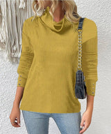 Women's Sweater Style Turtleneck Knitted Sweater-Yellow-4
