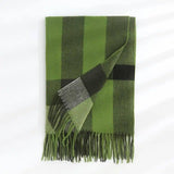 Women's Thickened Warm Cashmere Like Check Printed Scarf-Green-6