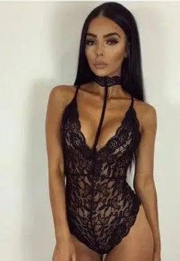Women Sexy Erotic Plus Size Teddy Lingerie-Black-1