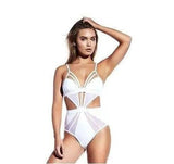 Women Summer Swimsuits Sexy Sleeveless One Piece Swimsuit-White-2