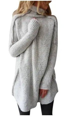 Women Sweaters Pullovers Long sleeve Knitted Female Sweater-Light grey-7