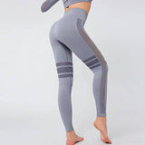 Yoga Crop Top Seamless Yoga sets-Light grey pants-23