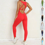 Yoga Jumpsuit V-shaped Back Design Sleeveless Fitness-1