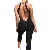 Yoga Pants, Honeycomb Pants, Female Yoga Fitness Jumpsuit-Black-3